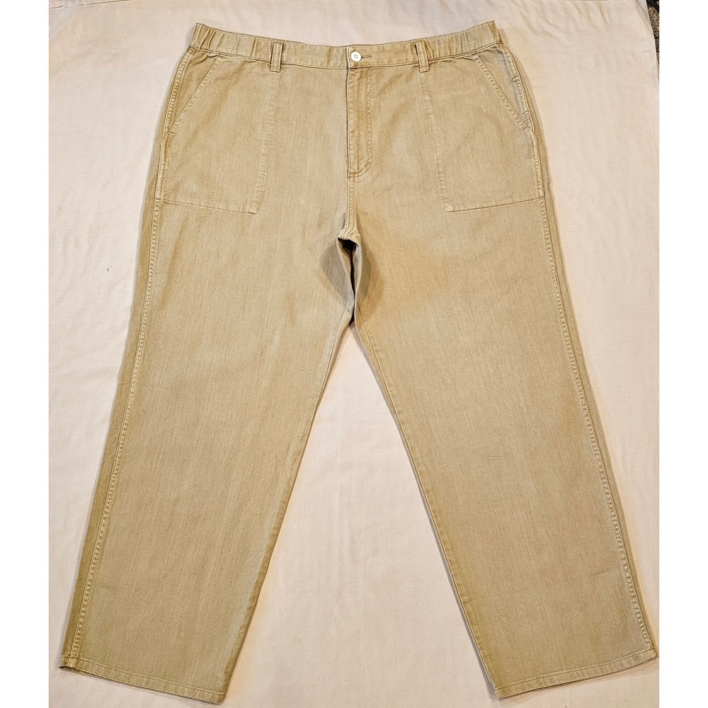 Madewell Mens XXL Khaki Tan Elastic Waist Straight Leg Pants ND599 Cotton